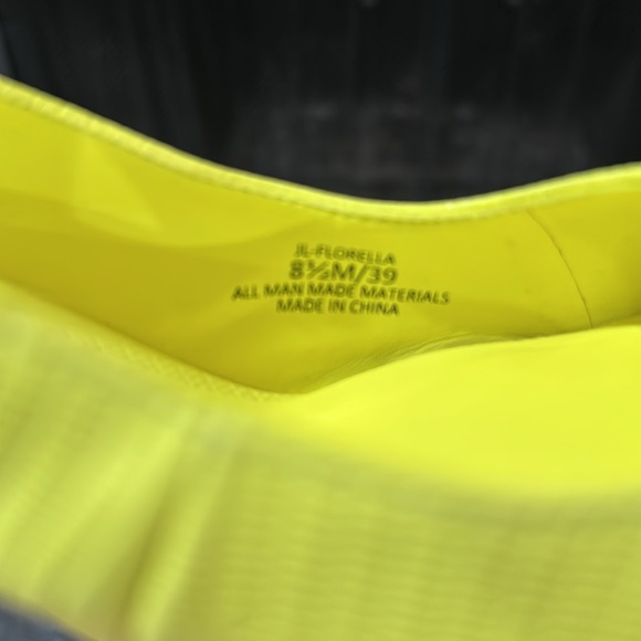 Citron = a vibrant neon greenish yellow. Worn indoors once. Ankle wrap; HH is 4” - Picture 3 of 6